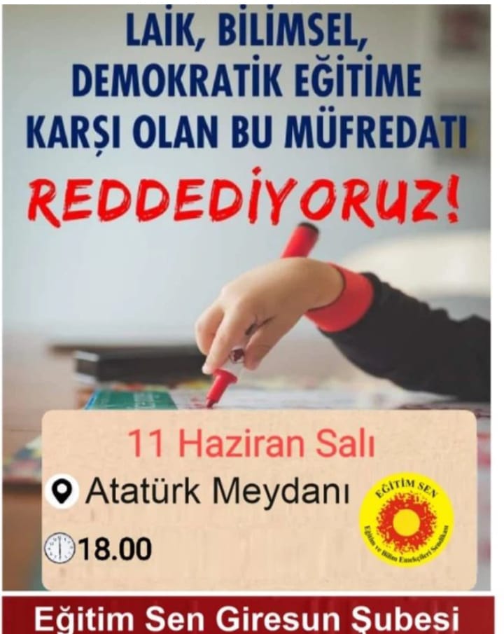 EĞİTİM-SEN GİRESUN “MÜFREDATI REDDEDİYORUZ”