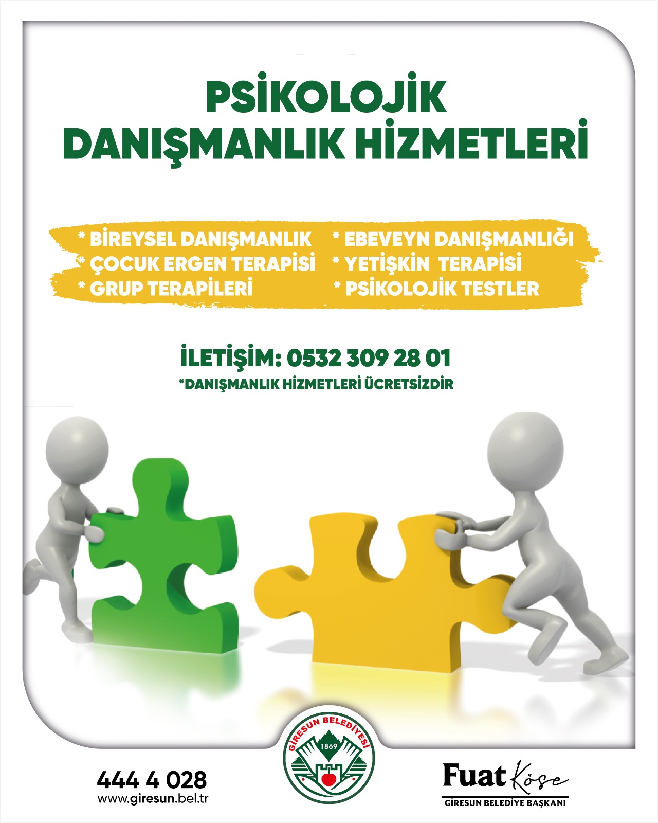 ÜCRETSİZ PSİKOLOG HİZMETİYLE BİRLİKTE VATANDAŞLARIMIZIN YANINDAYIZ