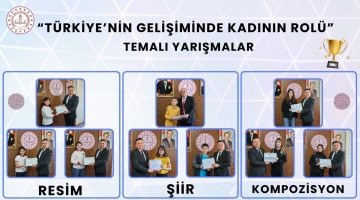 “KADINA YÖNELİK ŞİDDETLE MÜCADELE İÇİN ÖĞRENCİLERDEN ANLAMLI YARIŞMA: DERECEYE GİRENLER ÖDÜLLERİNİ ALDI”
