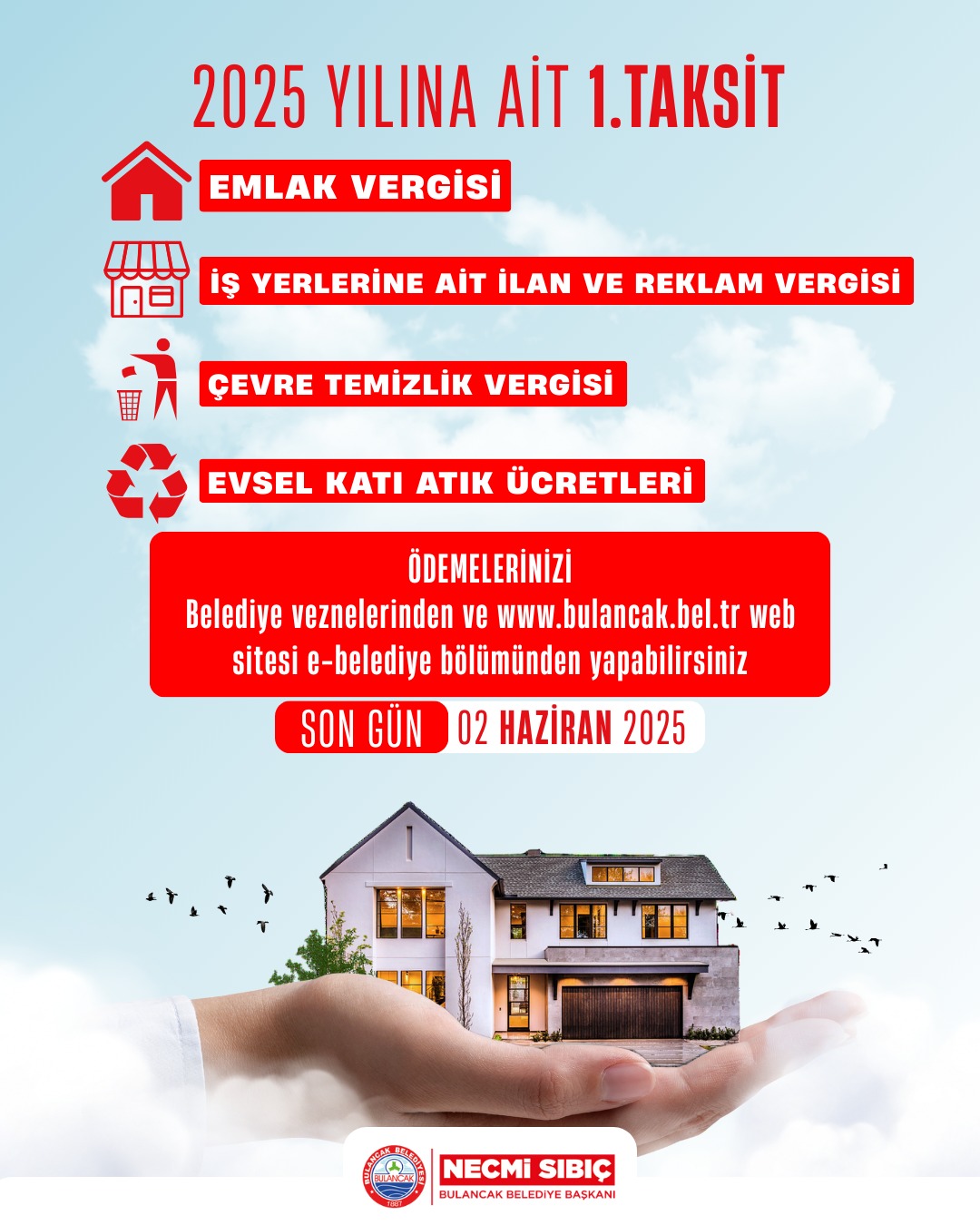 BULANCAK BELEDİYESİ’nden 2025 YILI 1. TAKSİT ÖDEMELERİ İÇİN ÖNEMLİ HATIRLATMA