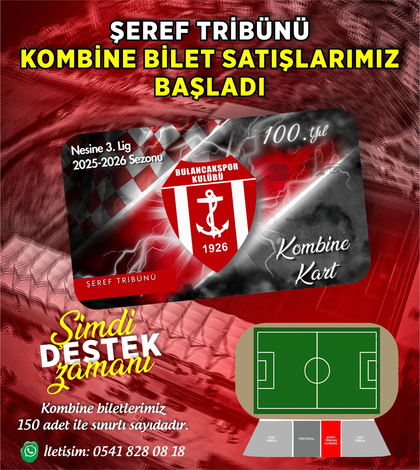 Bulancakspor 100. Yıla Özel Şeref Tribünü Kombine Kartlarını satışa sundu