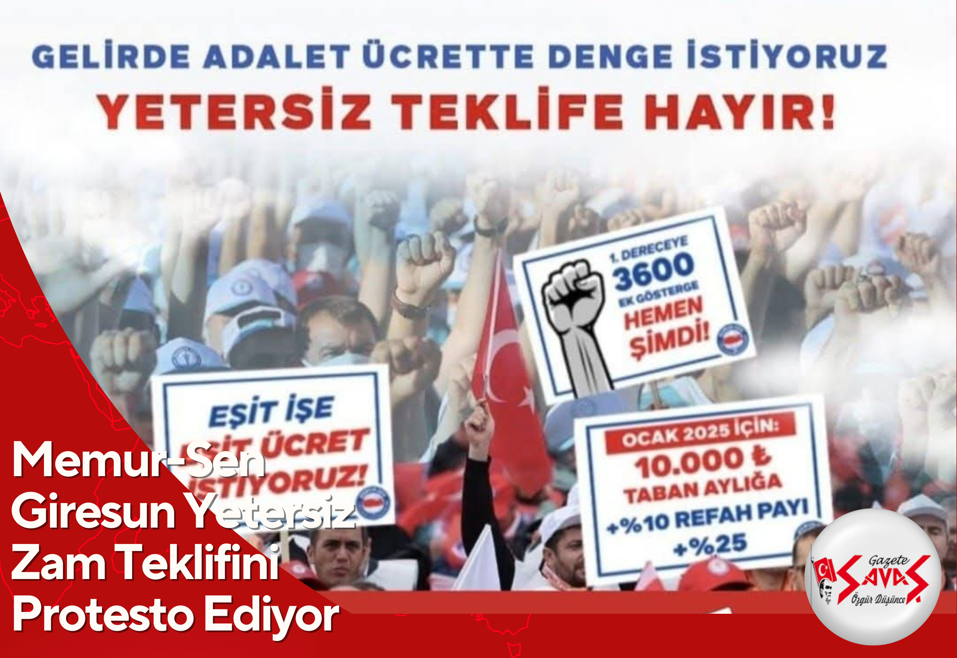 Memur-Sen Giresun Yetersiz Zam Teklifini Protesto Ediyor