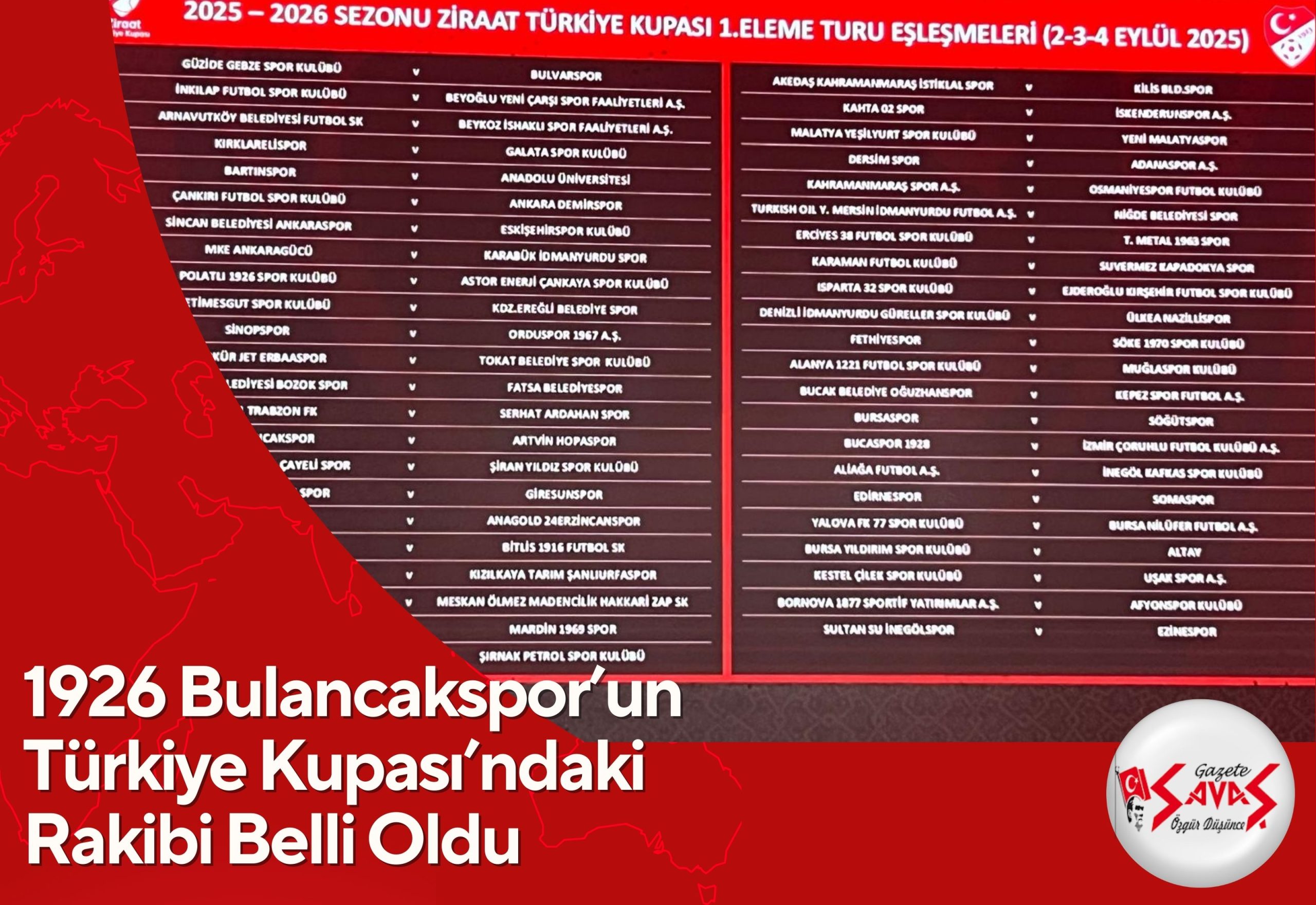 1926 Bulancakspor’un Türkiye Kupası’ndaki Rakibi Belli Oldu
