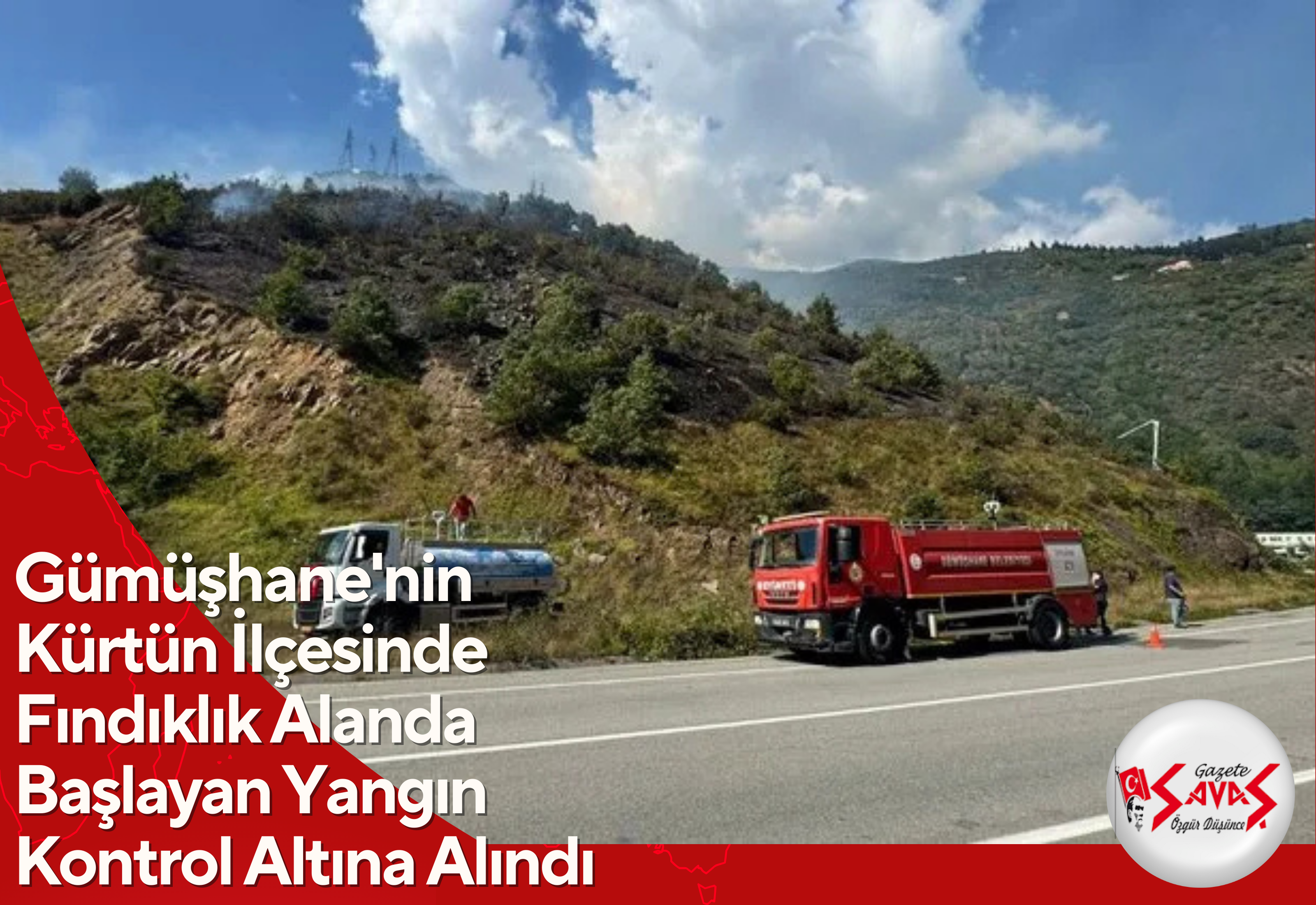 Gümüşhane’nin Kürtün İlçesinde Fındıklık Alanda Başlayan Yangın Kontrol Altına Alındı