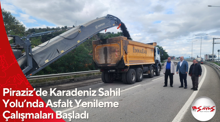 Piraziz’de Karadeniz Sahil Yolu’nda Asfalt Yenileme Çalışmaları Başladı