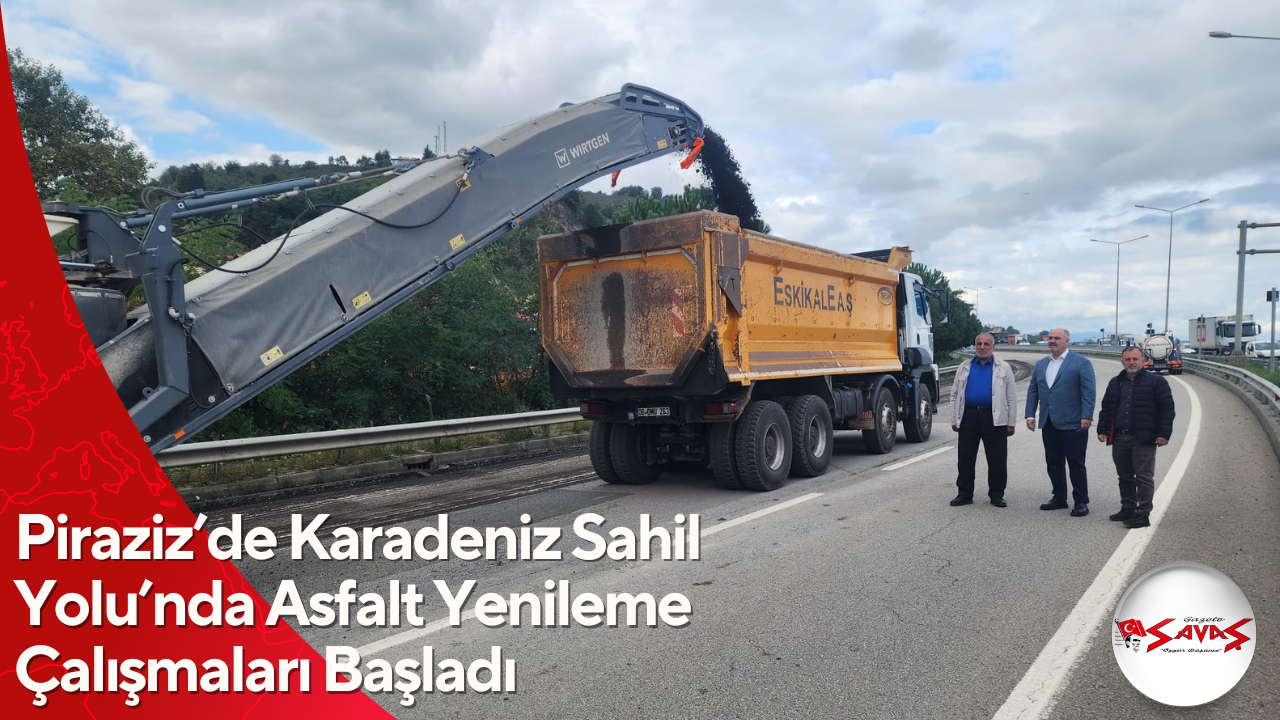 Piraziz’de Karadeniz Sahil Yolu’nda Asfalt Yenileme Çalışmaları Başladı